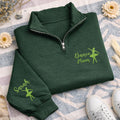 Dance Mom Quarter Zip Sweatshirt, Embroidered Name Sleeve Pullover, Custom Ballet Mom Gift, Dance Competition Unisex Zip Squad Sweatshirt
