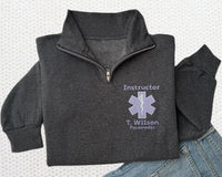 EMT EMS Quarter Zip Sweatshirt, Rescue Emergency Response Pullover, Star of Life Work Zip, Firefighter Medic Gift, First Responder