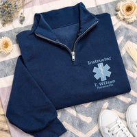 EMT EMS Quarter Zip Sweatshirt, Rescue Emergency Response Pullover, Star of Life Work Zip, Firefighter Medic Gift, First Responder