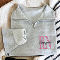 Custom Nurse Quarter Zip Sweatshirt, Personalized Nursing Graduation Pullover, RN Gift for Her, Embroidered Nurse Quarter Zip
