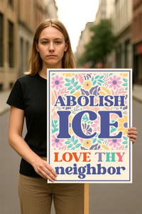 Abolish ICE No One Is Illegal Protest Sign, No Kings In America, Anti-Trump Resistance Political Protest Poster, Resist Fascism Rally Sign