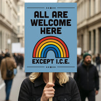 Abolish ICE No One Is Illegal Protest Sign, No Kings In America, Anti-Trump Resistance Political Protest Poster, Resist Fascism Rally Sign
