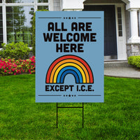 Abolish ICE Yard Sign, Keep the Immigrants, Deport the Racists Lawn Sign, Anti-Trump, Resist Fascism Yard Sign with Metal H-Stake