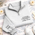 Custom College Quarter Zip Sweatshirt, Embroidered School Degree Pullover, Alumni Graduation Gift, Personalized University Zip