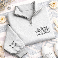Custom College Quarter Zip Sweatshirt, Embroidered School Degree Pullover, Alumni Graduation Gift, Personalized University Zip