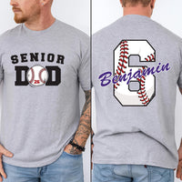Senior Baseball Dad Shirt, Custom Senior Baseball Dad Shirt, Personalized Baseball Gift for Dad, Senior Class of 2026 Gifts, Front Back