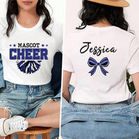 Custom Cheer Shirt, Cheer Blue and White Shirt, Cheer Squad Tee, Megaphone Cheer Shirt, Cheer Mom with Name Shirt, Cheer Gifts, Front Back