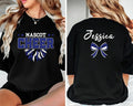 Custom Cheer Shirt, Cheer Blue and White Shirt, Cheer Squad Tee, Megaphone Cheer Shirt, Cheer Mom with Name Shirt, Cheer Gifts, Front Back