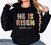 Floral He Is Risen Shirt, Matthew 28:6 Easter Shirt, Retro Easter Doodle Tee, Christian Easter Shirt, Unisex Bible Verse Shirt, Easter Gifts