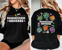 Autism Awareness Shirt, Neurodiverse Universe Shirt, Sped Teacher Tee, Space Neurodiversity Shirt, Special Education Shirt, Front Back