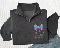 Labor and Delivery Nurse Embroidered Quarter Zip Sweatshirt, Personalized RN NICU CNA Tech Zip Pullover, Custom Nurse Gift for Mom Baby Team