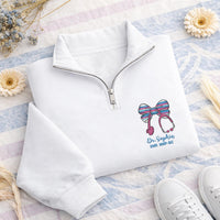 Labor and Delivery Nurse Embroidered Quarter Zip Sweatshirt, Personalized RN NICU CNA Tech Zip Pullover, Custom Nurse Gift for Mom Baby Team