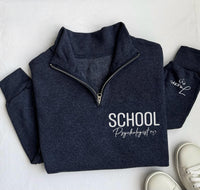 Embroidered School Psychologist Quarter Zip Sweatshirt, Custom School Psych Zip Pullover, Registered Psychologist Gift, Office Wear