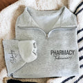 Pharmacy Technician Quarter Zip Sweatshirt Embroidered, CPHT Graduation Gift Pullover, Personalized Pharmacy Tech Appreciation Unisex Zip Gift