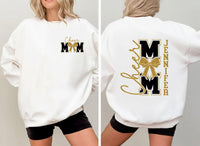 Personalized Cheer Mom Sweatshirt, Bow and Name Cheer Shirt, Custom Spirit Crewneck Tee, Cheerleading Game Day Shirt, Front Back Design