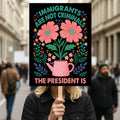 Abolish ICE No One Is Illegal Protest Sign, No Kings In America, Anti-Trump Resistance Political Protest Poster, Resist Fascism Rally Sign