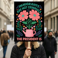 Abolish ICE No One Is Illegal Protest Sign, No Kings In America, Anti-Trump Resistance Political Protest Poster, Resist Fascism Rally Sign
