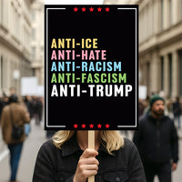 Abolish ICE No One Is Illegal Protest Sign, No Kings In America, Anti-Trump Resistance Political Protest Poster, Resist Fascism Rally Sign
