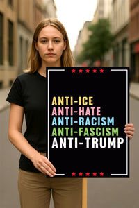 Abolish ICE No One Is Illegal Protest Sign, No Kings In America, Anti-Trump Resistance Political Protest Poster, Resist Fascism Rally Sign