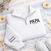 Custom Papa Quarter Zip Sweatshirt Embroidered, Personalized Papa Zip Pullover, Kids Names Gift for Papa, Grandpa Quarter Zip, Family Gift
