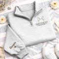 Custom Dog Breed Mom Quarter Zip Sweatshirt, Personalized GSD Dog Mama Pullover, Custom Embroidered Dog Lover Quarter Zip Gift