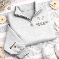 Custom Dog Breed Mom Quarter Zip Sweatshirt, Personalized GSD Dog Mama Pullover, Custom Embroidered Dog Lover Quarter Zip Gift
