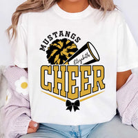 Personalized Cheer Mascot Shirt, Team Colors Cheer Squad Shirt, Megaphone Custom Cheer Tee, Cheer Mom Name Shirt, Cheer Gifts for Moms