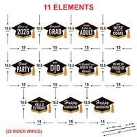 Graduation Cap Yard Signs, Class of 2026 Lawn Decorations, Black and Gold Grad Party Signs, Graduation 2026 Outdoor Yard Decor