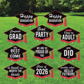 Graduation Cap Yard Signs, Class of 2026 Lawn Decorations, Black and Gold Grad Party Signs, Graduation 2026 Outdoor Yard Decor