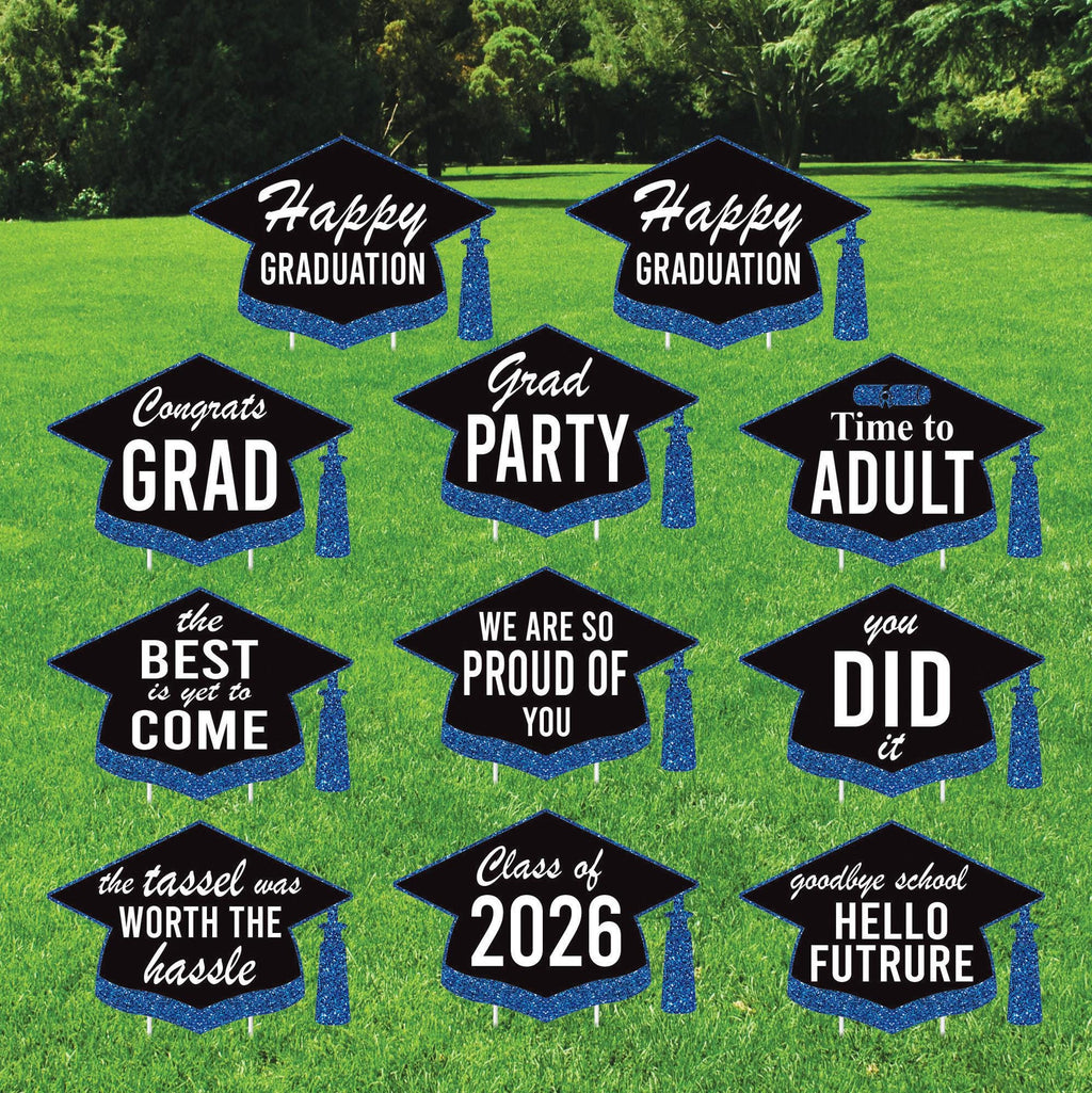 Graduation Cap Yard Signs, Class of 2026 Lawn Decorations, Black and G ...
