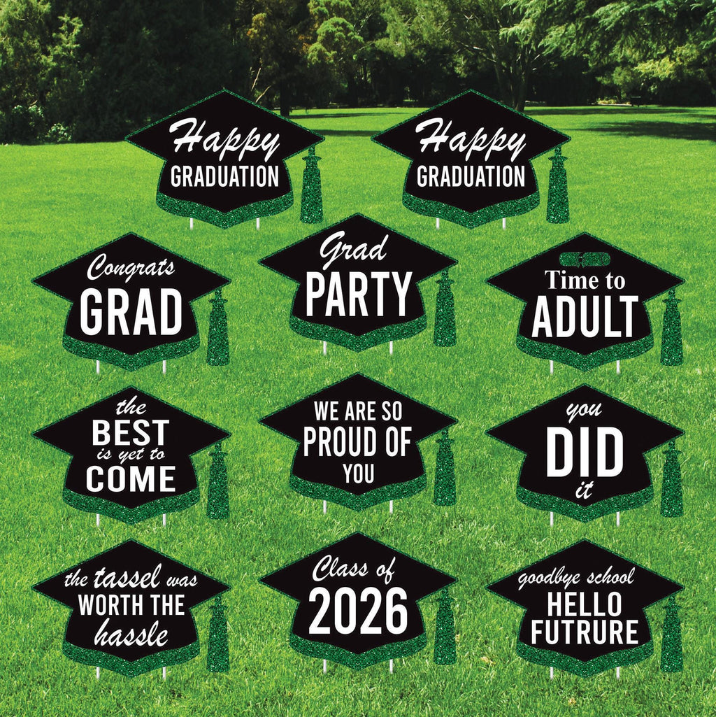 Graduation Cap Yard Signs, Class of 2026 Lawn Decorations, Black and G ...