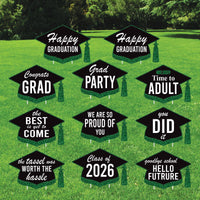 Graduation Cap Yard Signs, Class of 2026 Lawn Decorations, Black and Gold Grad Party Signs, Graduation 2026 Outdoor Yard Decor