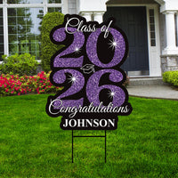 Personalized Graduation Yard Sign 2026 - Grad Sign, Class of 2026 Lawn Sign, Custom Graduation 2026 Yard Sign with Metal H-Stake