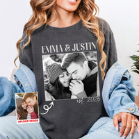 Personalized Couple Shirt, Custom Photo Engagement Shirt, Vintage Couple Picture Tee