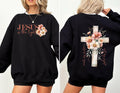 Jesus Is The Light Sweatshirt, Floral Christian Shirt, Motivational Bible Verse Tee, His Grace Is Enough, Floral Religious Shirt, Front Back