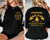 Custom Navy Mom Shirt with Ship Name, Personalized Navy Graduation Tee, PIR Ceremony Shirt, Proud Navy Mama Shirt, Grad Gifts, Front Back