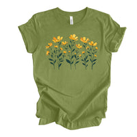Yellow Floral Shirt, Boho Flower Design Shirt, Cute Floral Tee, Retro Flower Shirt, Unisex Boho Floral Shirt, Flower Gifts, Gifts for Women