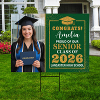 Personalized Graduation 2026 Yard Sign with Photo, Class of 2026 Senior Decor, High School, College Graduation Yard Sign with Metal H-Stake