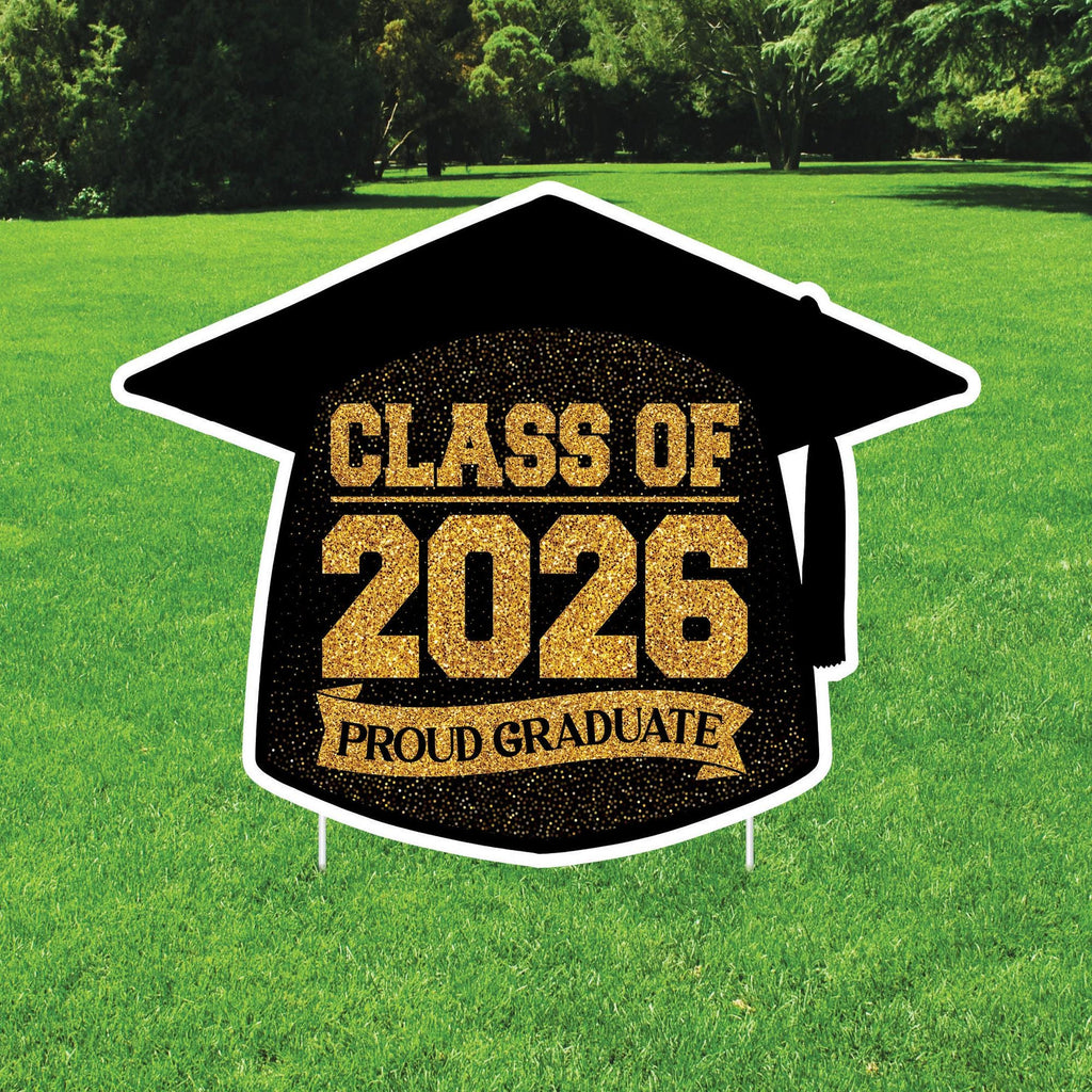 2026 Graduation Sign Class of 2026 Yard Sign, Proud Graduate Graduation Cap Lawn Decor, Sen ...