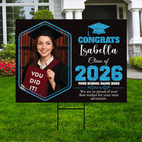 Personalized Graduation 2026 Yard Sign with Photo, Class of 2026 Senior Decor, High School, College Graduation Yard Sign with Metal H-Stake