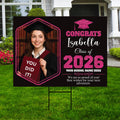 Personalized Graduation 2026 Yard Sign with Photo, Class of 2026 Senior Decor, High School, College Graduation Yard Sign with Metal H-Stake