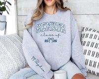 Custom Senior 2026 Sweatshirt, Personalized Class of 2026 Shirt, Coquette Senior 2026 Tee, Graduation Gift, Senior Mom Shirt, Front Sleeve