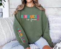 Kindness Is Free Sweatshirt, Sprinkle It Everywhere Shirt, Positive Quote Tee, Boho Inspirational Shirt, Kindness Shirt, Front Sleeve Design