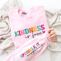 Kindness Is Free Sweatshirt, Sprinkle It Everywhere Shirt, Positive Quote Tee, Boho Inspirational Shirt, Kindness Shirt, Front Sleeve Design