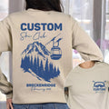 Custom Skiing With Name Sweatshirt, Matching Family Ski Trip Shirt, Personalized Ski Social Club Tee, Bachelorette Trip Shirt, Front Back