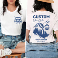 Custom Skiing With Name Sweatshirt, Matching Family Ski Trip Shirt, Personalized Ski Social Club Tee, Bachelorette Trip Shirt, Front Back