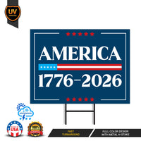 250 Years American Yard Sign, Patriotic 250th Anniversary Lawn Decor, Celebrate Independence Liberty National Pride Sign with Metal H-Stake