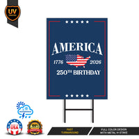 250 Years American Yard Sign, Patriotic 250th Anniversary Lawn Decor, Celebrate Independence Liberty National Pride Sign with Metal H-Stake