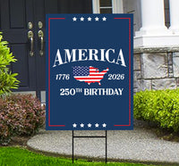 250 Years American Yard Sign, Patriotic 250th Anniversary Lawn Decor, Celebrate Independence Liberty National Pride Sign with Metal H-Stake