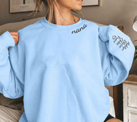 Custom Nana Embroidered Sweatshirt, Kids Names Sleeve Hoodie, Personalized Grandma Shirt, Mimi Long Sleeve Shirt, Birthday Pregnancy Gift
